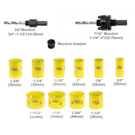 12 Piece Hole Saw Kit